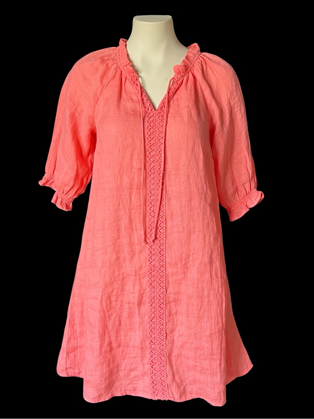 CREAM  Coral 100% Linen Tunic babydoll Dress